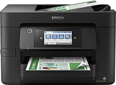 Epson WorkForce Pro WF-4825DWF, multifunzione 4 in 1: stampante fronte/retro/scanner/copiatrice/fax, A4, getto d'inchiostro a colori, Wifi Direct, Ethernet, caricabatterie, compatto