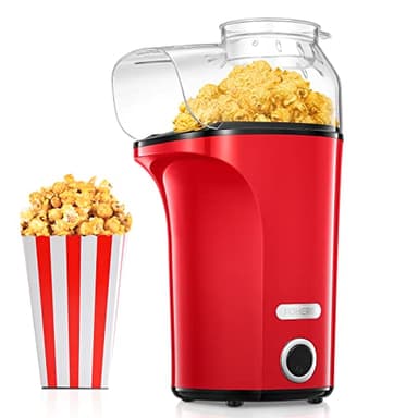 Macchina Popcorn 1400W, 4L Gande Capacità, 120g Macchina per Popcorn Aria Calda, Pop Corn Macchina, Salute e Senza Grassi, 2 Minuti Veloce, Festa Film, Natale, Anniversario per Bambini