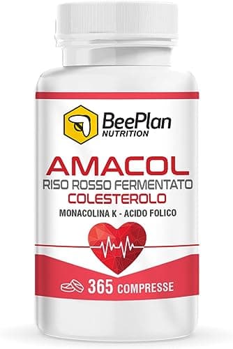 RISO ROSSO FERMENTATO 365 Compresse (Fornitura 1 anno) Integratore con 2,9 mg di Monacolina K (Oryza Sativa) e Acido Folico (Vitamina B9) - Formula ESCLUSIVA Made In Italy - BeePlan Nutrition