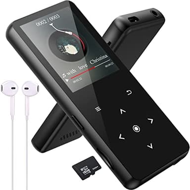 32GB Lettore MP3 Bluetooth 5.0, Lettore Musicale Suono Hi-Fi Altoparlante HD Integrato, Video, Registrazione Vocale, Radio FM, Supporto per Lettore di E-book Fino a 128GB (Nero)