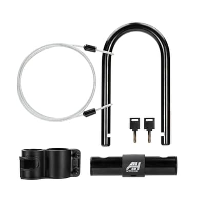 Lucchetto Bici in Acciaio Chiusura a U, Antifurto Bicicletta/Moto con Chiave, con Cavo Flessibile