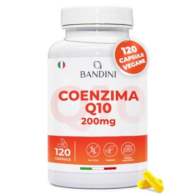 Bandini® Coenzima Q10 200mg, 120 Capsule Vegane (Per 4 mesi) 1 Capsula al Giorno, Ubiquinone Puro 100% Coq10 200mg Fermentato Naturalmente, Alto Dosaggio, Co Q 10 ad Alta Biodisponibilità senza OGM