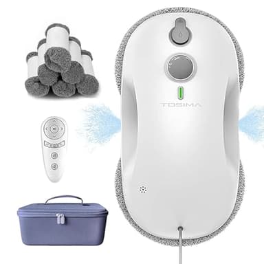 Tosima W3 Robot Lavavetri,Automatico a Spruzzo Bidirezionale con Triplo Sistema di Sicurezza,Navigazione Intelligente,Telecomando,per Tutte le Superfici Lisce,con 12 Panni