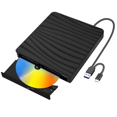 XIAOXIN Unità CD/DVD Esterno, USB 3.0 Type-C Portatile UnitàCD Esterna +/- RW Rom Dvd-R CD-RW Slim Masterizzatore DVD/CD ROM Rewriter Burner compatibile con desktop Windows 11/10/XP/8/7/Mac/Linux