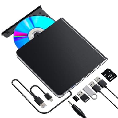 Lettore Blu-ray Esterno Portatile - DVD/BD, Lettura/Scrittura, USB 3.0 e Tipo-C, Registratore Ultra High Definition per Windows 7/8/10/11