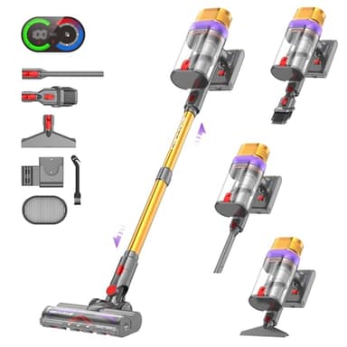 Vistefly V15 Ultra Aspirapolvere senza Fili, 48KPa 600W 70 Minuti Scopa Elettrica senza Filo Potente, Doppio Contenitore Anti-Groviglio Modalità Automatica per Pavimenti Tappeti Peli Animalili