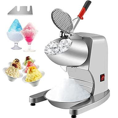 VEVOR Macchina Tritaghiaccio Elettrico Commerciale 300W per Granite Bevande Alimenti Cocktail Produttività 100kg/h, Tritaghiaccio per Granite a Neve Elettrico 4 Lame in Acciaio Inox 390 x 260 x 310mm