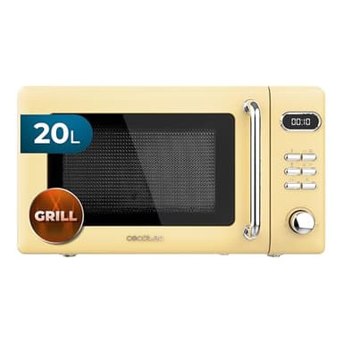 Cecotec Forno a microonde digitale con griglia da 20 litri Proclean 5110 Retro Yellow. in 5 livelli, timer fino a 60 minuti, 8 programmi e modalità sbrinamento, design vintage in giallo