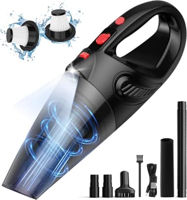 Tgeserwe Aspirapolvere Piccolo Senza Fili, Aspirabriciole Potente 120W per Auto, Mini Aspirapolvere da Auto Portatile con Luce Led, Aspira Briciole Portatile per Auto, Case
