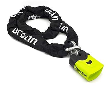 URBAN U4K170 Antifurto Moto, Lucchetto Bici, Catena Alta Sicurezza Acciaio Cementato Antitaglio ø10mm, Doppio Bloccaggio, Fodera Tessile, Catenaccio per Ancoraggio Scooter Bicicletta Elettrica, 170cm