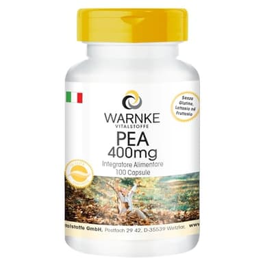 PEA 400mg - con 400mg di palmitoiletanolamide per capsula - 100 capsule - qualità farmaceutica tedesca - ad alto dosaggio - vegan | Warnke Vitalstoffe - Qualità da farmacia tedesca