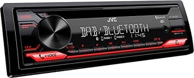 JVC Autoradio Bluetooth KD-DB622BT, Autoradio con DAB+, Bluetooth Automatic Pairing per iPhone, USB/AUX, Lettore CD, Alta Qualità del Suono, Controllo da Remoto con App, Colore Rosso