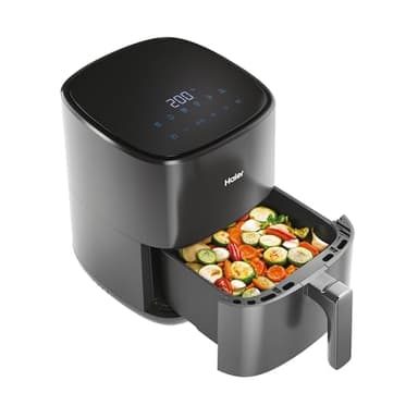 Haier Friggitrice ad aria I-Master, 6 in 1 con display touch, cuoci, arrostisci, griglia, scongela, capacità 5 litri per un massimo di 4 persone, [Nero]