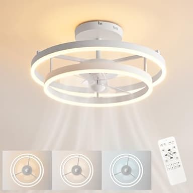 Baerolc Ventilatore a Soffitto con Lampada 50CM Ultra-Silenzioso 6 Velocità Regolabile Fan Plafoniera con Telecomando Ventilatore da soffitto per Soggiorno Camera da Letto Sala da Pranzo Cucina