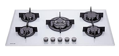 Millar GH9051PW - Piano di cottura in vetro temprato con 5 bruciatori a gas, bianco, 90 cm