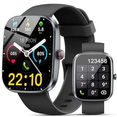 Kuizil Smartwatch Uomo Donna con Effettua o Risposta Chiamate, 1.91" Orologio Smart watch con Sonno/Cardiofrequenzimetro, SpO2, Fitness Tracker, Contapassi, 100+ modalità Sportive, IP68 Impermeabile
