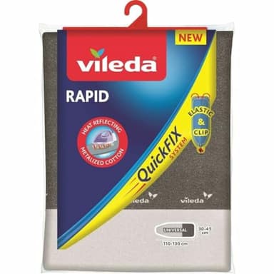 Vileda Rapid Copriasse Da Stiro Universale, In Cotone E Alluminio, Termoriflettente, Con Fermacorda, Grigio, 135 X 53.01 X 0.51 Cm