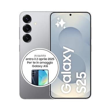 Samsung Galaxy S25 Smartphone AI, 3 anni di Garanzia del produttore, Display 6.2'' FHD+ Dynamic AMOLED 2X, Fotocamera 50MP, RAM 12GB, 128GB, 4.000 mAh, Silver shadow [Versione italiana]