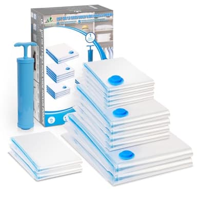 VOUNOT® 12 Pezzi Sacchetti Sottovuoto Vestiti, Sacchetti Salvaspazio Riutilizzabili per Lenzuola, Piumoni, Cuscini, Coperte