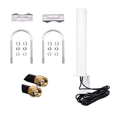 URCIANOW Antenna 4G LTE Esterna 14 dBi Antenna Bianca Omnidirezionale 698-960MHz/1710-2690MHz SMA Plug Amplificazione Esterna Dell antenna Mobile per Router LTE Cavo Dell antenna LTE Cavo SMA 5M