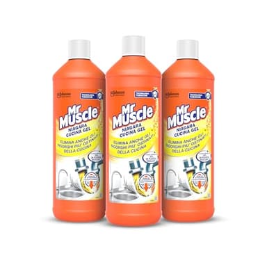 Mr. Muscle Niagara Cucina Gel, Disgorgante per Tubi e Scarichi della Cucina, SICURO PER I TUBI - Formato Scorta da 3 pezzi da 1000ml