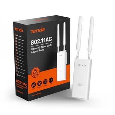 Tenda OAP1200 Access Point Esterno AC1200 Doppia Banda, Indoor/Outdoor Access Point 1200Mbps, IP65, MU-MIMO, OFDMA, Roaming Senza Interruzioni, Fino a 256 Dispositivi, PoE 802.3af & Passive PoE