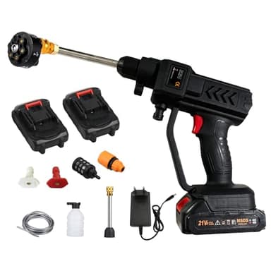Shkalacar Idropulitrice Portatile 60 Bar 300W, Idropulitrice Batteria Alta Potenza con Batteria Ricaricabile Ugelli 5in1, Idropulitrice Senza Fili per l'irrigazione, Pulizia, Auto, Pavimento