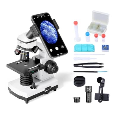 Microscopio Monoculare per Bambini Studenti,Ingrandimenti di 100-2000X Volte Microscopio Potente Biologico Istruttivo