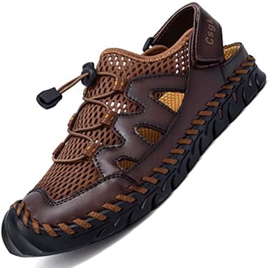 Csgkag Sandali Sportivi Uomo Estivi Trekking Sandali Chiusi Sandali da Mare Sandali Sportivi All'aperto Escursionismo Trekking Sandals,Marrone scuro,EU42
