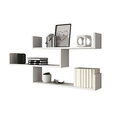 Selsey Mensola Da Parete A 3 Ripiani Scaffale Da Parete Libreria Da Parete Sospesa Per Camera Da Letto Soggiorno 119 x 55 x 18 cm Bianco Kassi