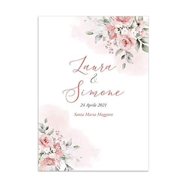 Libretti cerimonia matrimonio nozze personalizzati fiori rosa acquerello 10 pz