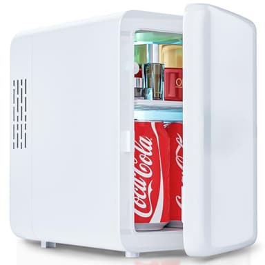 VIYSPNV Mini Frigo 4L per Cosmetici e Cura della Pelle, Frigorifero Portatile con Funzione di Raffreddamento e Riscaldamento per Auto e Casa, 220V AC 12V DC Frigorifero da Letto e Uffici