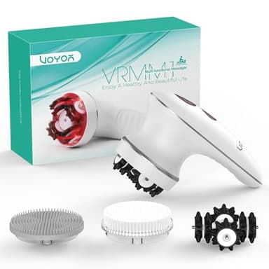 VOYOR Massaggiatore Anticellulite Cordless Elettrico per Viso Braccio Collo Corpo, 3 Teste Muti-funzional, Spazzola Pulizia, Impermeabile IPX7