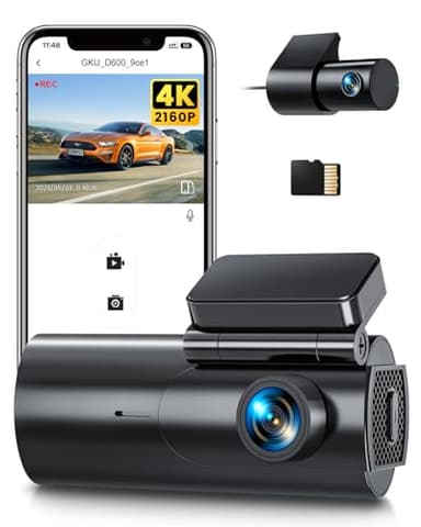GKU Dash Cam Auto 4K/2.5K,Doppia WiFi Telecamera per Auto con Scheda SD 64G,Dashcam Auto 170° Grandangolo,Super Visione Notturna,WDR,G-Sensor,24H Monitor di Parcheggio,Registrazione in Loop,Max 256G
