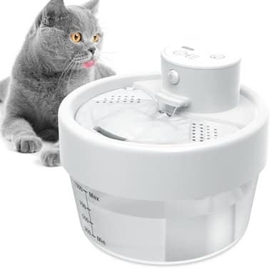 Jewyow 1L Fontana per gatti senza fili, 2200mAh Intelligente Fontana per Gatti, Fontana per Gatti Alimentata a batteria Ultra Silenziosa con Rilevatore di Movimento, Indicatore di batteria, 2 modalità