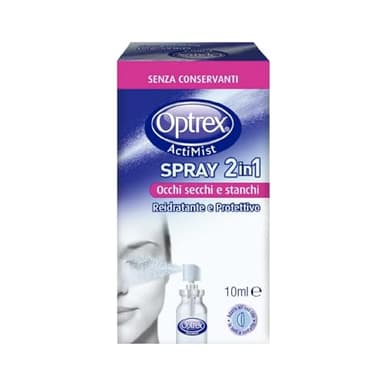 Optrex ActiMist 2 in 1, Collirio Spray Reidratante e Protettivo con Estratti Naturali per Occhi Rossi, Irritati e Gonfi, 10 ml