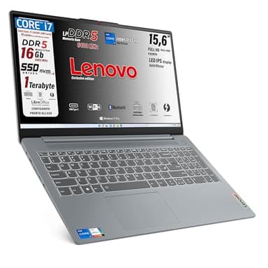 Lenovo, pc portatile Notebook, i7 13620H 13th, DDR5 16Gb, Display IPS FHD 15,6", SSD 1Tb, Wi-Fi, Bt, USB Thunderbolt, Tastiera retroilluminata, fingeprint integrato, Win11 Pro, Pronto all'Uso
