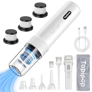 Topipop 21000Pa Aspirapolvere Senza Fili 5-in-1 con Batteria Ricaricabile, Potenza di Aspirazione Elevata & Aspirapolvere Mano Mini, Aspirapolvere per Auto, Casa, Ufficio, Peli di Animali
