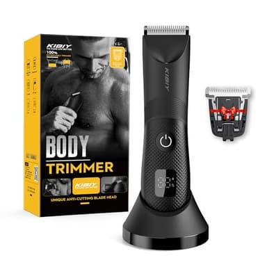 Rasoio elettrico corpo uomo, Kibiy depilatore corpo uomo con Luce LED e display, impermeabile IPX7, adatto per bagnato/asciutto, con 2 lame in ceramica sostituibili, ricarica di tipo C