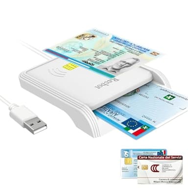 Recbot Lettore CIE 3.0, Lettore NFC Carta Identita Elettronica, Lettore Smart Card Firma Digitale, lettore cie 3.0 carta d identita e tessera sanitaria per pc compatibile con Windows 10 e Windows 11