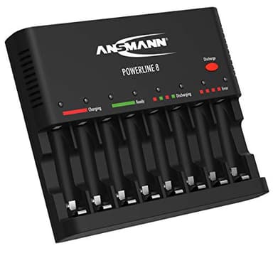 ANSMANN Caricabatterie Powerline 8 universale - Caricatore 1-8 batterie ricaricabili stilo AA e ministilo AAA