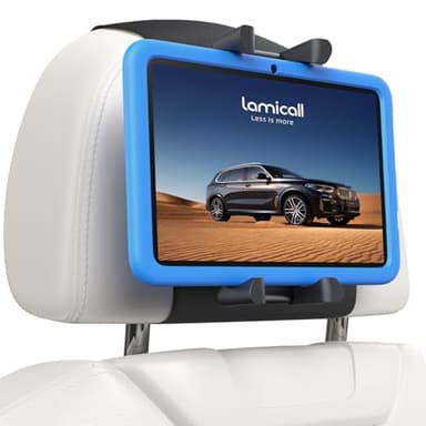 Lamicall Supporto Tablet Auto - [Clip Silicone Ampia] [Pieghevole] 360° Rotazione, Velcro ad Alta Elasticità Supporto Tablet Poggiatesta, per Cover Spesse, per iPad, Switch e Altri 6,1-13" Tablet