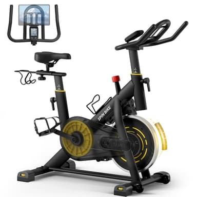 YAMO Cyclette da Casa, Resistenza Magnetica Regolabile, Trasmissione a Cinghia Silenziosa, Cyclette Stazionaria per Allenamento, Cyclette da Interni con Comodo Cuscino del Sedile e Monitor LCD