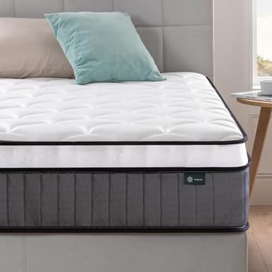 Zinus materasso 160x190 cm - Altezza 25 cm - Materassi a molle insacchettate e memory foam - Materasso ibrido