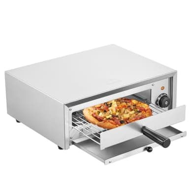 VEVOR Forno Elettrico per Pizza da Banco 12 Pollici 1500 W, Intervallo Temperatura 50-350 ℃, Struttura in Acciaio Inossidabile Vassoio Briciole Facile da Pulire, Adatto per Uso Commerciale Domestico