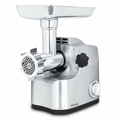 H.Koenig - Tritatutto elettrico professionale WMG800, potente, fino a 2 kg/min, lama di taglio in acciaio inox, 3 misure di griglia tritatutto, 2 velocità 1800 W, per carni e salsicce