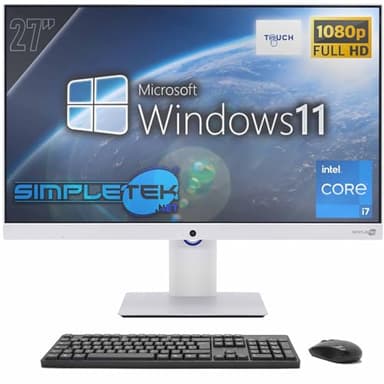 SIMPLETEK - All in One Computer Touch 27" FHD Core i7 3.8GHz | Windows 11 Pro 8GB RAM - SSD 240GB | Touchscreen PC Aio Webcam integrata