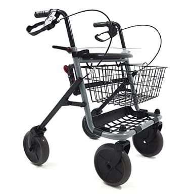 Azione Salute Deambulatore Girello per Anziani e Disabili con 4 Ruote e Pieghevole, Rollator con Freni di Stazionamento, Seduta e Cestino adatto ad esterni e interni - ROLLGO