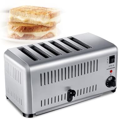 Tostapane Da 4-6 Fette, Tostapane Retrò In Acciaio Inox Con 5 Impostazioni Di Tonalità, Il Miglior Tostapane Per Bagel, Waffle E Toast, Funzioni Bagel/Scongelamento,Sixpieces