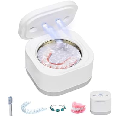 ANIREPUR Pulitori Ultrasuoni, Lampada UV Pulitore Ultrasuoni per Apparecchio Denti, Bite, Protesi dentali, Orologi, Anelli, Collane